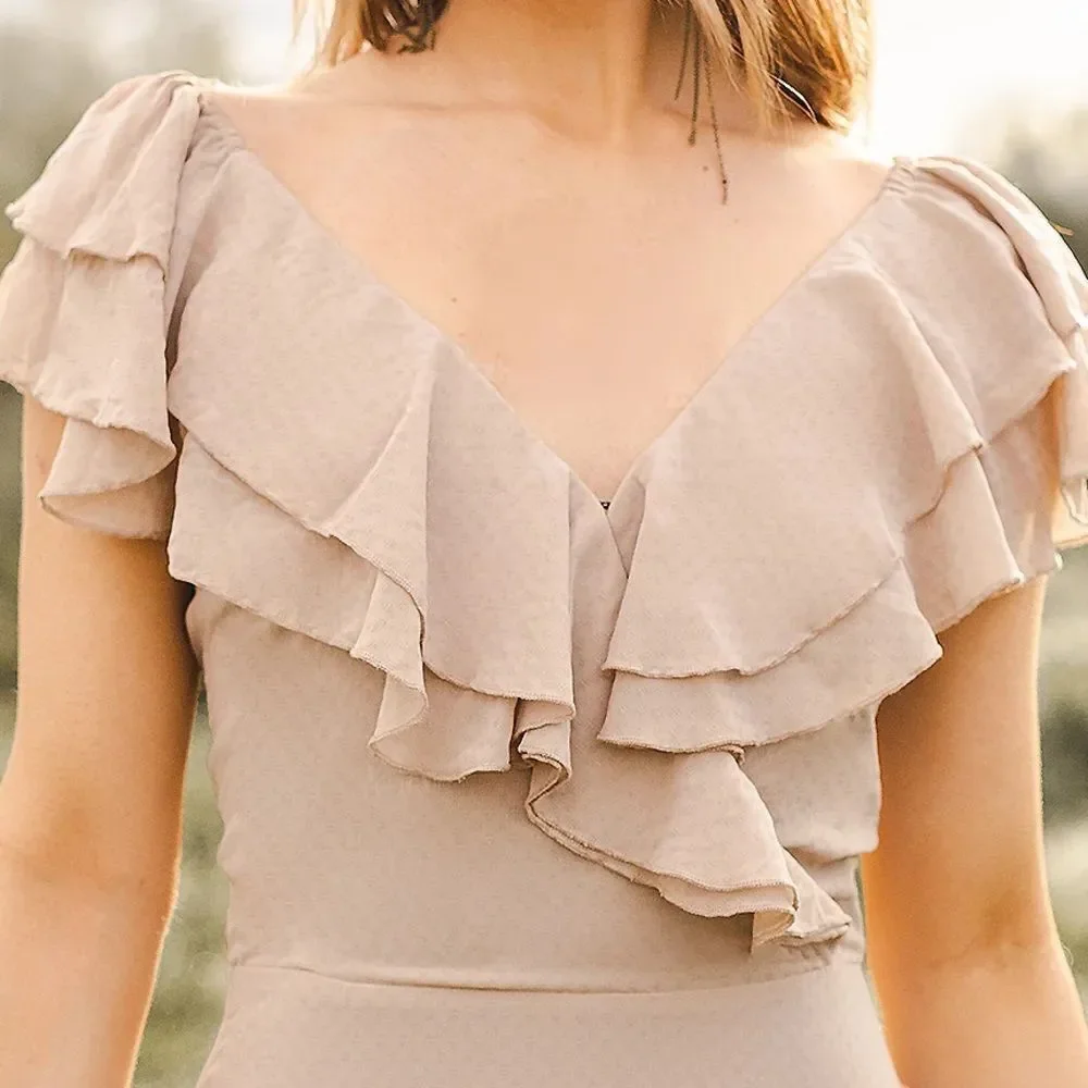 Joyfolie • Sylvia flutter dress in light taupe - Picture 6 of 10